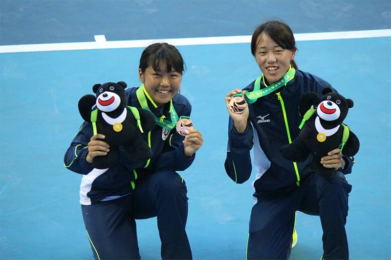 女子ダブルス銅メダルを獲得した梶谷選手と林選手