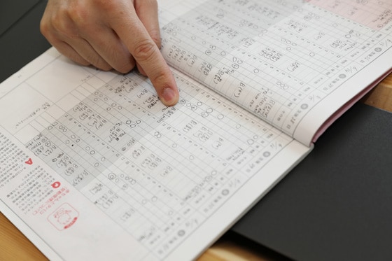 びっしりと書き込まれた育児日記