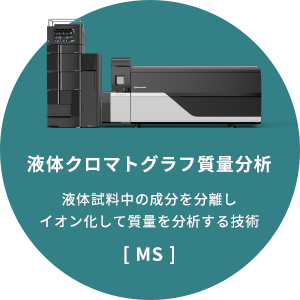 「液体クロマトグラフ質量分析」液体試料中の成分を分離しイオン化して質量を分析する技術[MS]