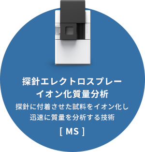 「探針エレクトロスプレーイオン化質量分析」探針に付着させた資料をイオン化し迅速に質量を分析する技術[MS]