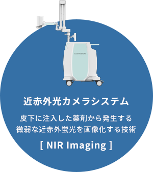 「近赤外光カメラシステム」皮下に注入した薬剤から発生する微弱な近赤外光を画像化する技術[NIR Imaging]