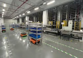 立体倉庫と自動搬送機