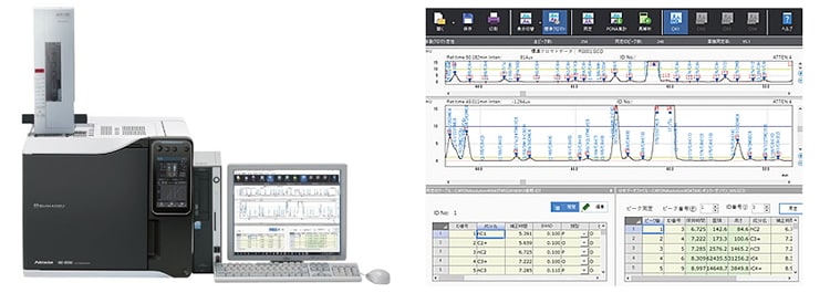 写真：「PONA分析システム」（左）、「PONAsolution Version 5.00」画面イメージ（右）