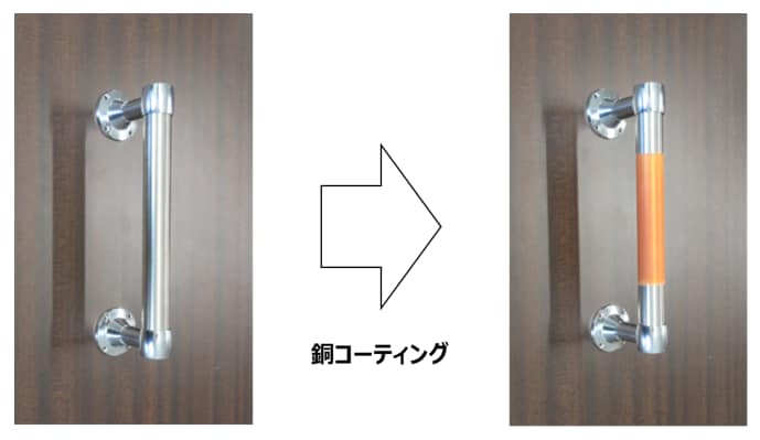 図2　バー状取っ手へのコーティング　画像提供：大阪富士工業（株）