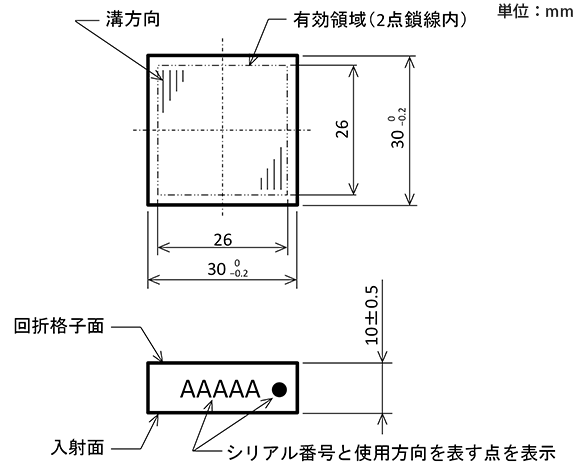 外形図（第三角法にて表示）