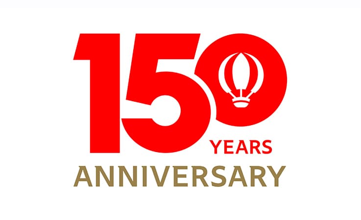 従業員からデザイン案を募集し決定した150周年記念ロゴマーク