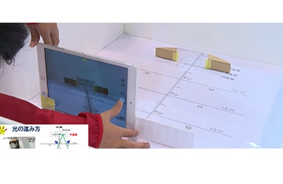 入射角と反射角の関係や像の変化を測定