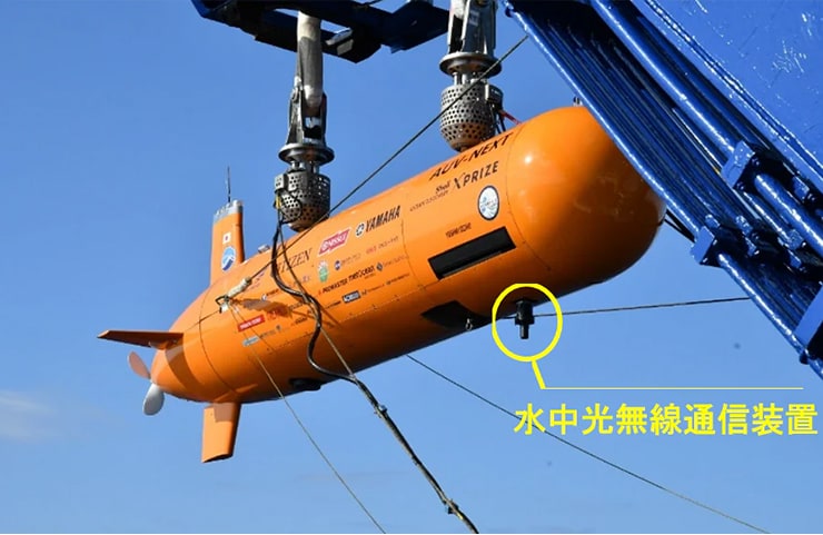水中光無線通信装置「MC100」の上位機種となる試作機をAUVに搭載