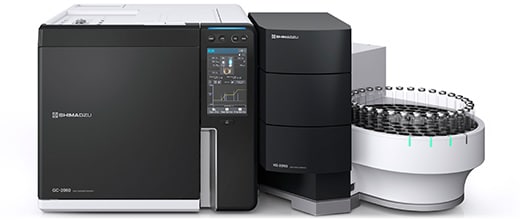 ガスクロマトグラフNexis GC-2060(左)とヘッドスペースサンプラHS-20 NX